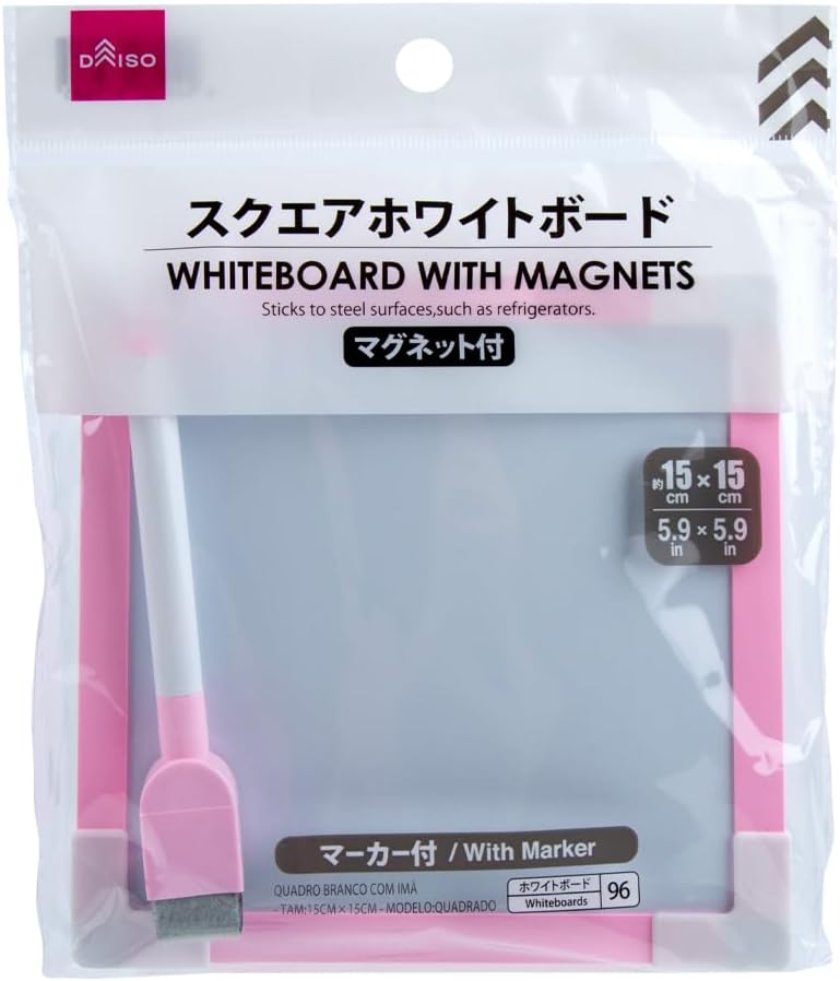 Daiso Square Whiteboard with Magnets - Pink (15 x 15 cm) - Image 2